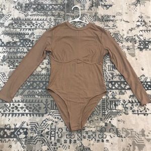 Binding Trim Rib knit fitted Bodysuit